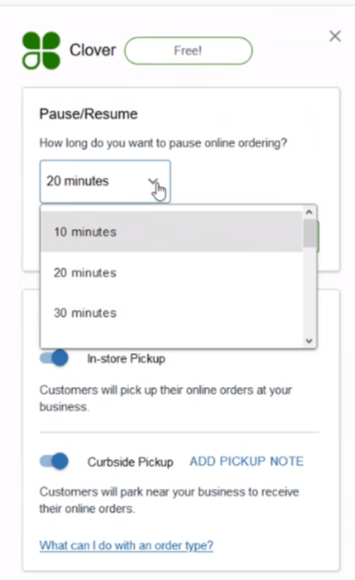 Pause commande, Clover commande en ligne