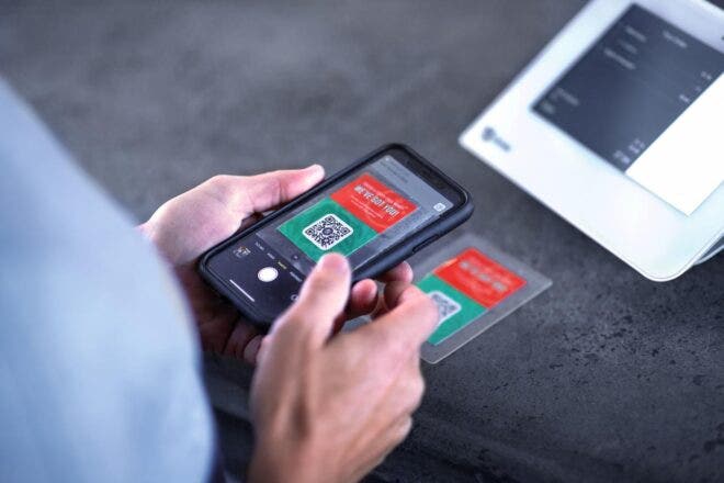 Customer scanning QR code