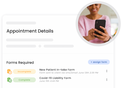 Woman looking at appointment details on Cojilio app
