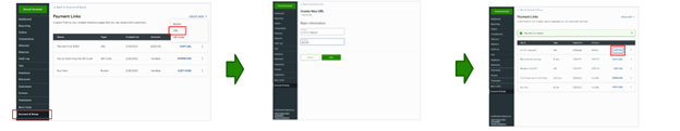 Clover dashboard online payment links screen - create a URL