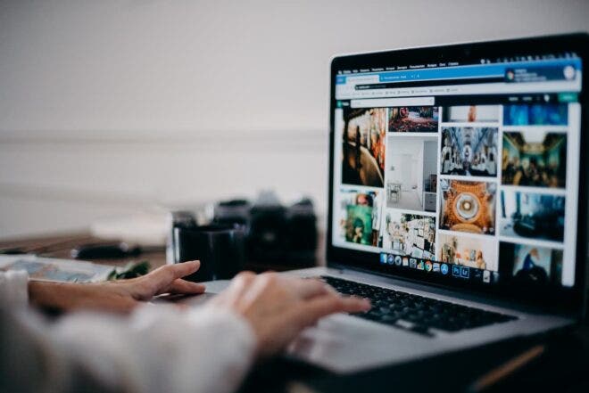Person looking at online photo gallery