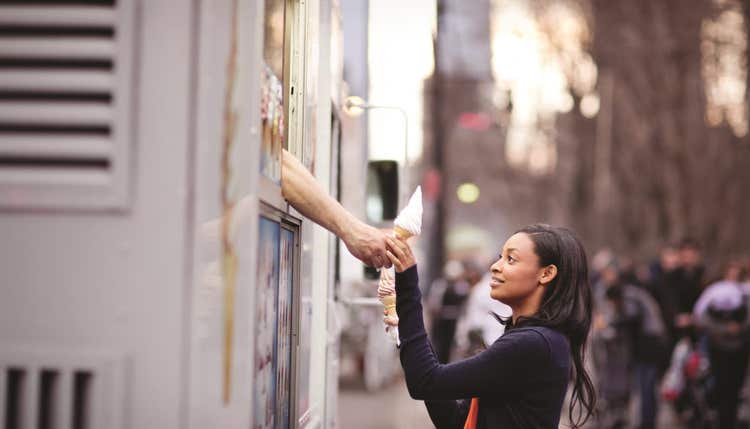 Woman at ice cream truck
