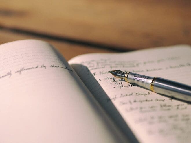Fountain pen on notebook
