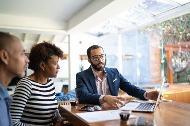 Couple meeting with an investor
