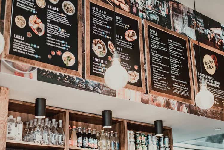 Menu board at cafe