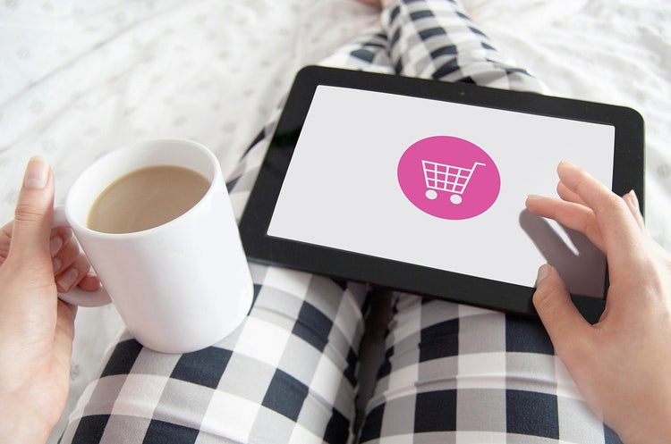 Shopping cart icon on tablet