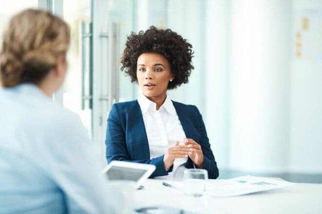 Two women in interview