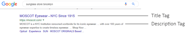 Sunglass store Google listing