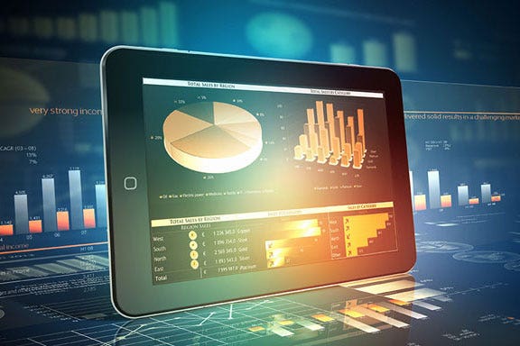 Sales graphs on laptop