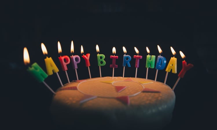 Happy Birthday candles on cake