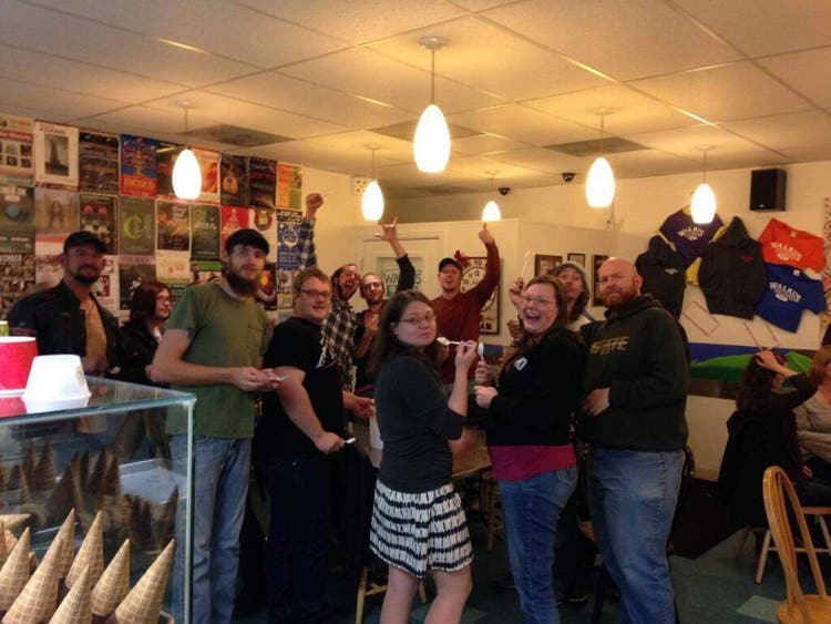Crowd at walrus ice cream