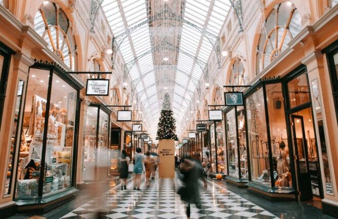 Inside of a shopping mall