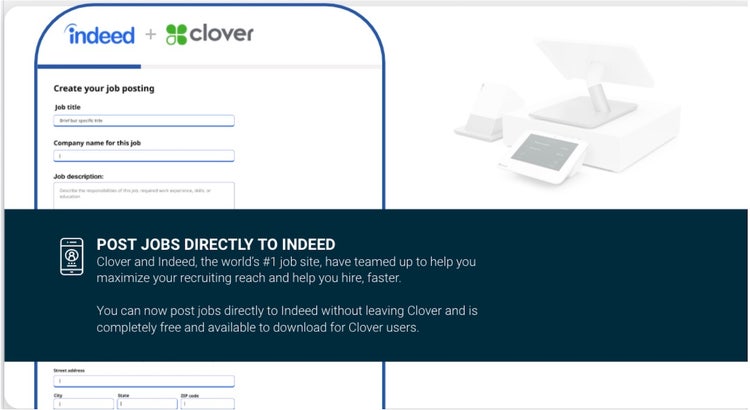 Indeed is now partnering with Clover