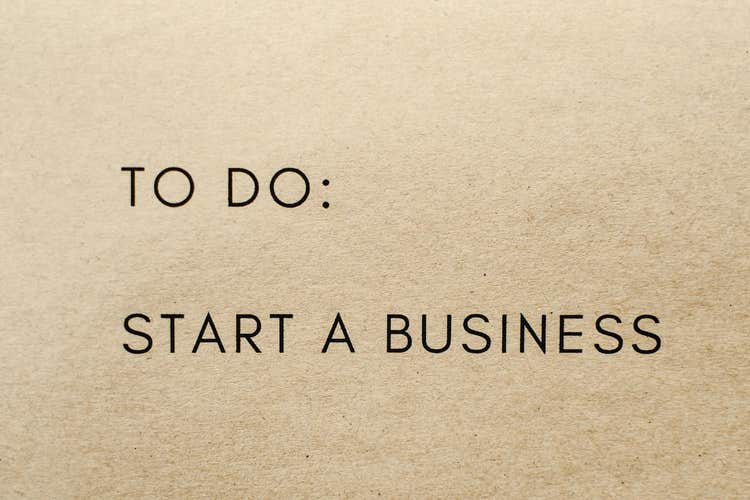 A piece of paper with to do: start a business typed on it