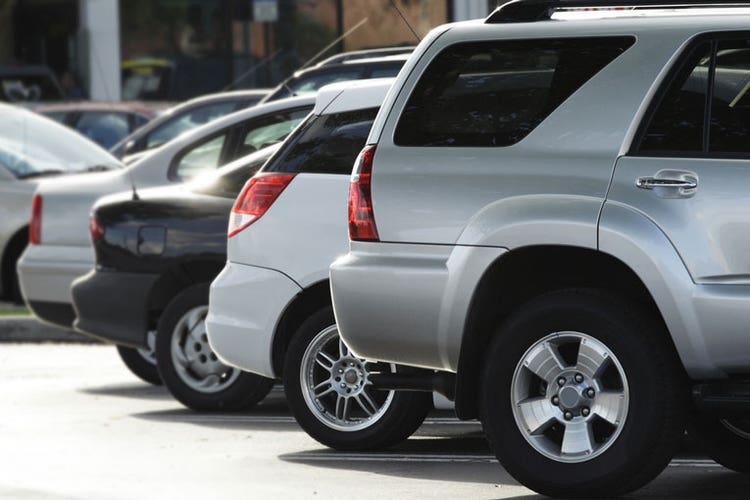 Parked cars in aisle