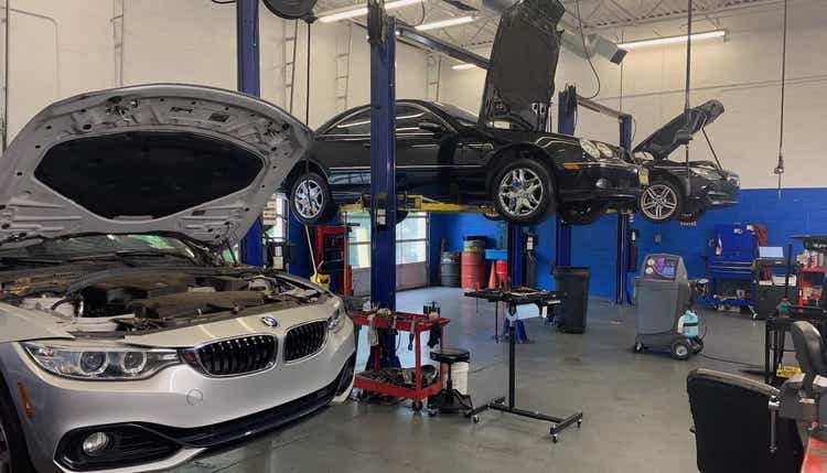Luxury vehicles being serviced at Drummer Imports