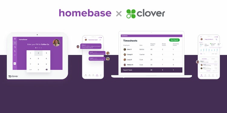 Homebase interfaces on laptop and phone