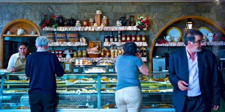 Customers at a bakery