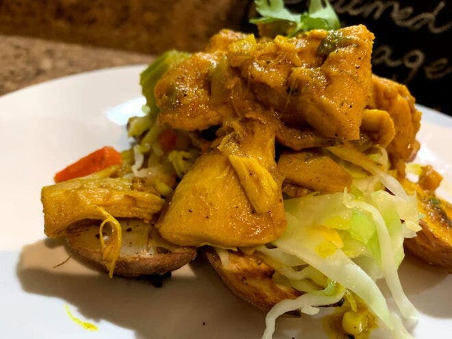 Jerk chicken on a plate
