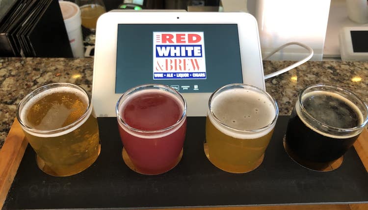 Beer flight at The Red, White & Brew