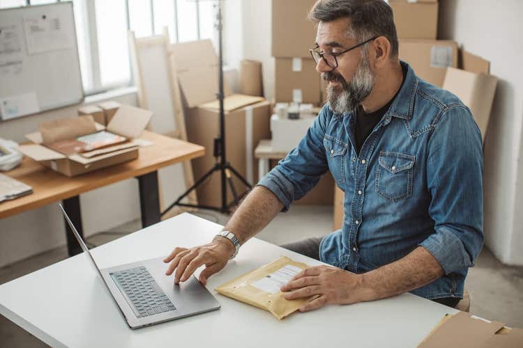 Man fulfilling online orders