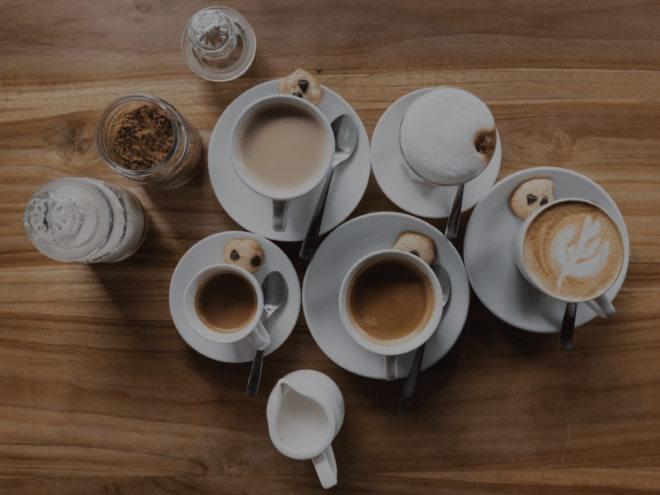 Group of coffee drinks