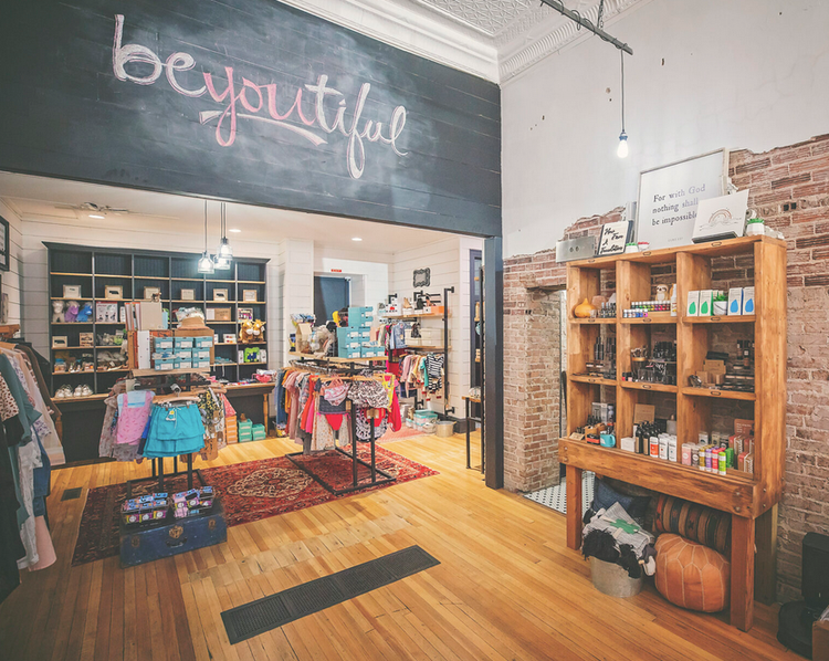 Interior of a clothing and gift store