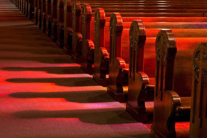 Pews in a church