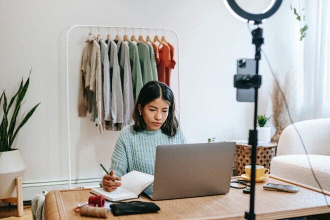 Woman creating content for social media