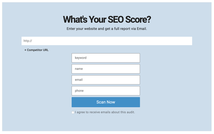Websitescore.org homepage