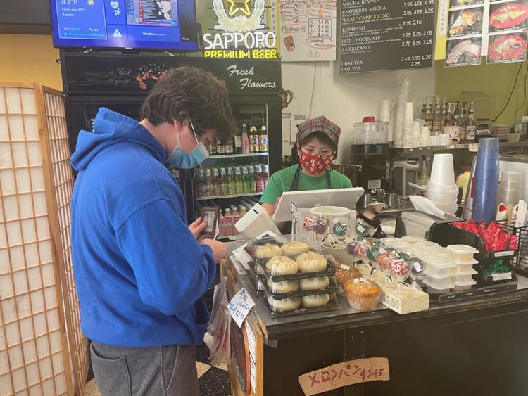Checkout counter at Toshi's Cafe