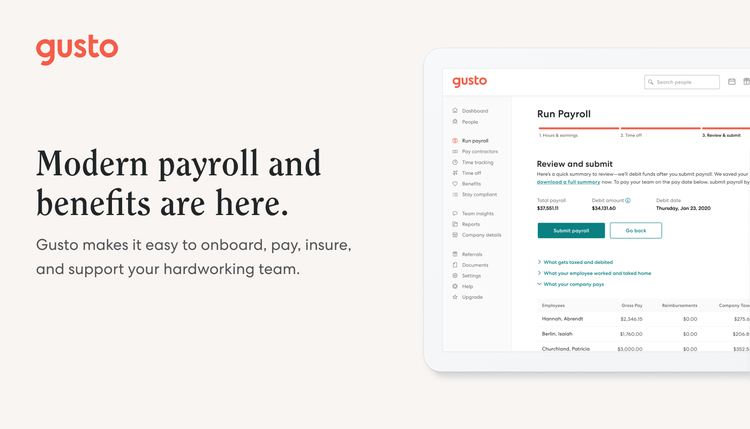 Gusto Payroll and Benefits