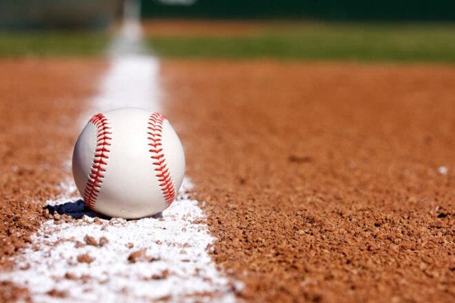 Baseball on a chalk line