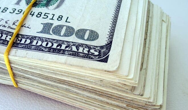 Stack of hundred dollar bills