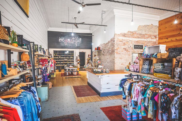 Interior layout of Broken Spoke Boutique