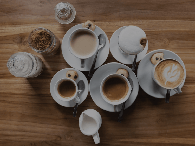 Group of coffee drinks