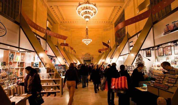 Holiday shopping in a marketplace
