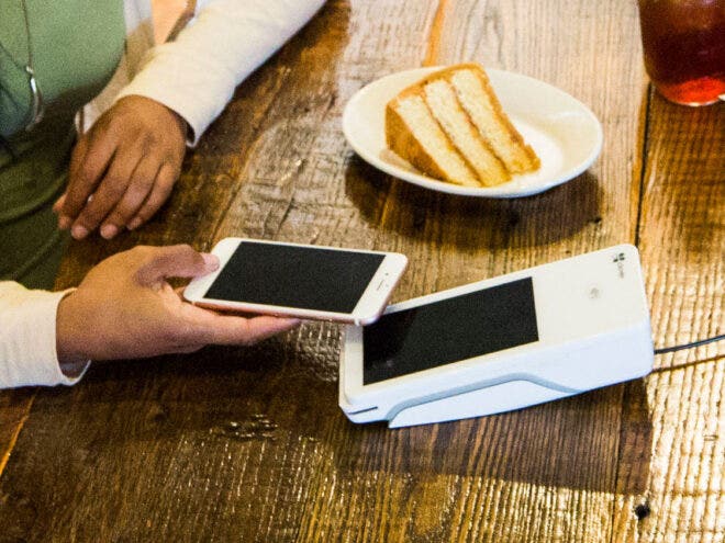 Holding phone over Clover Flex