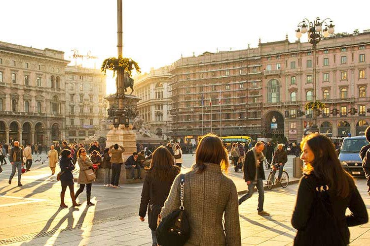 Fountain and plaza in Italy