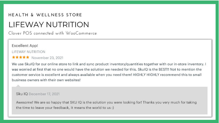 Lifeway Nutrition testimonial: Connected retail that syncs online store with inventory