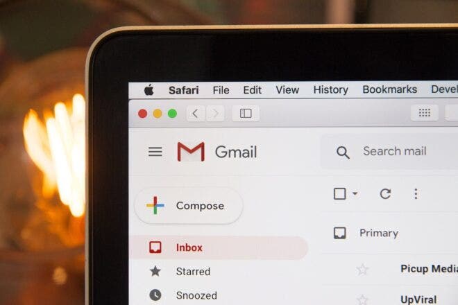 Gmail interface on laptop