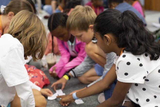 Group of kids working on activity