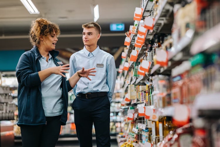 Grocery employee getting trained