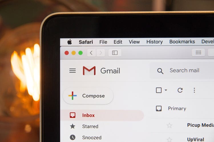 Gmail interface on laptop