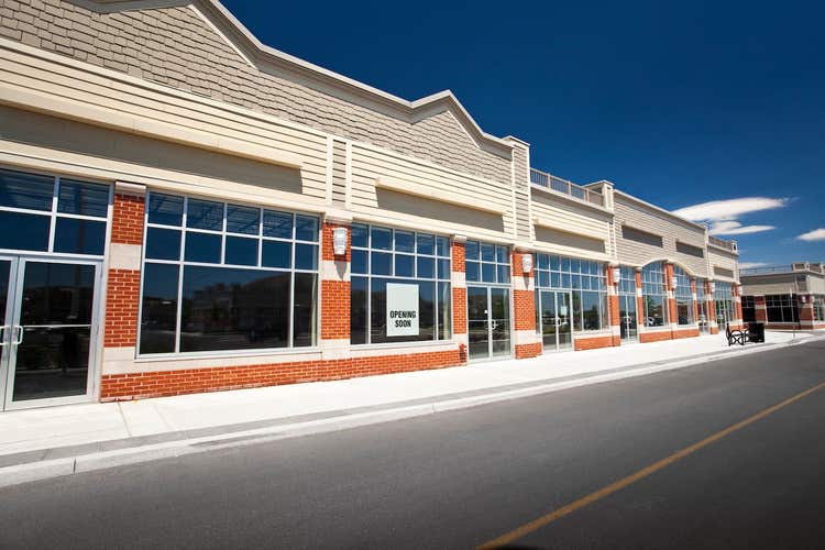Strip mall with new empty storefronts
