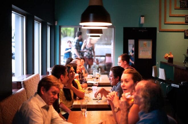 People dining in restaurant