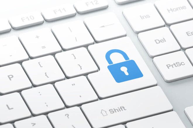 Security lock icon on keyboard