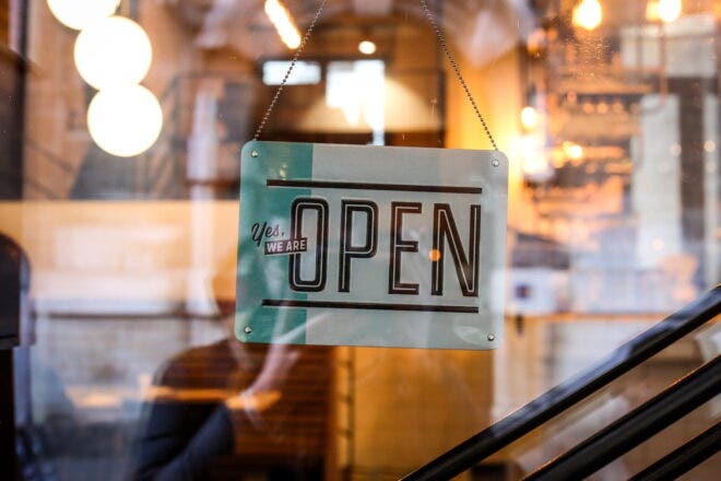 Open sign in window