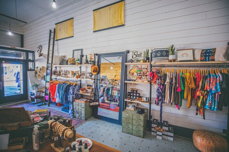 Clothing display in Broken Spoke-Boutique