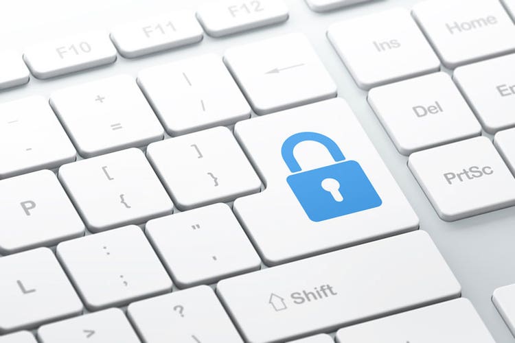 Security lock icon on keyboard